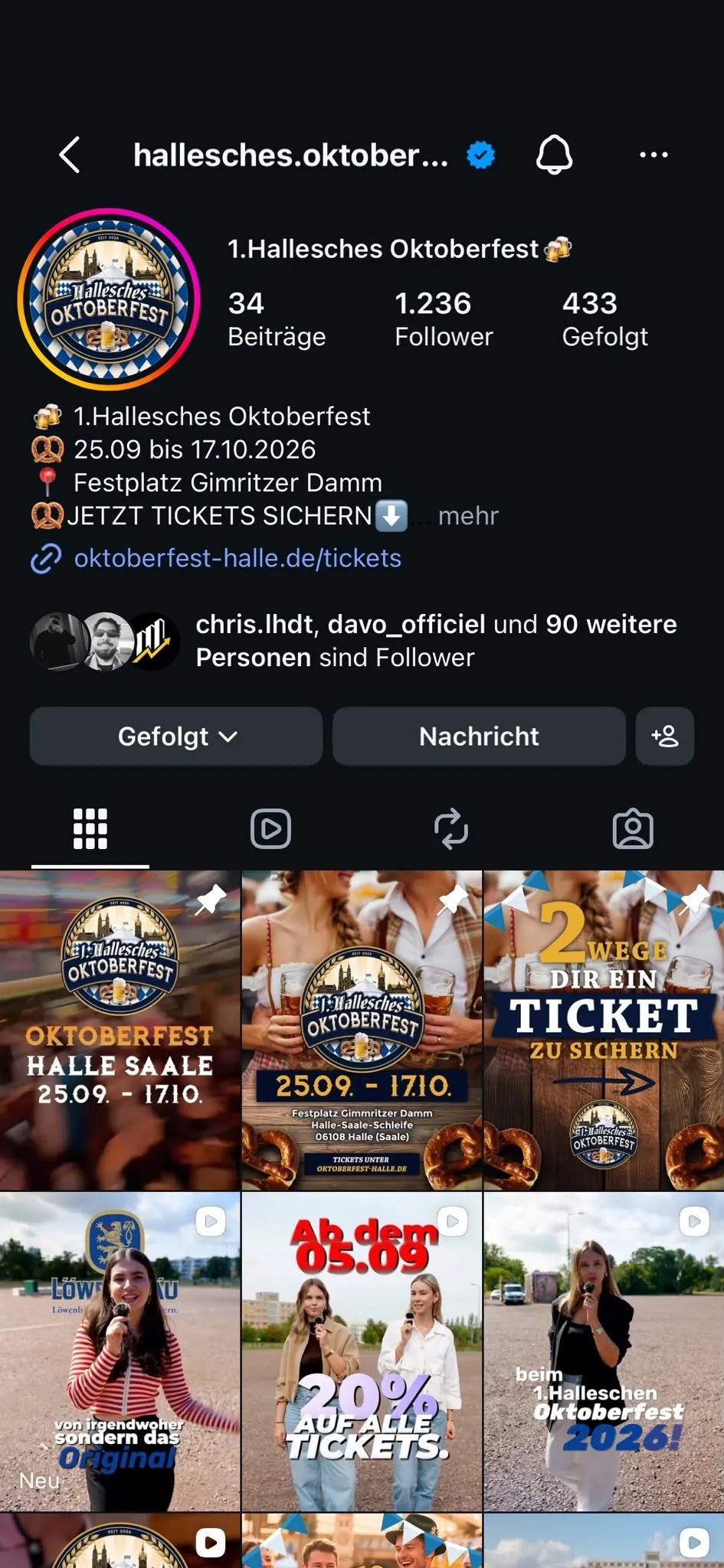 Instagram-Profil des Halleschen Oktoberfests